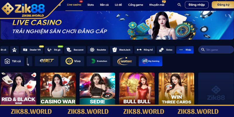 Live casino Zik88 một chuyên mục giải trí được đầu tư bài bản